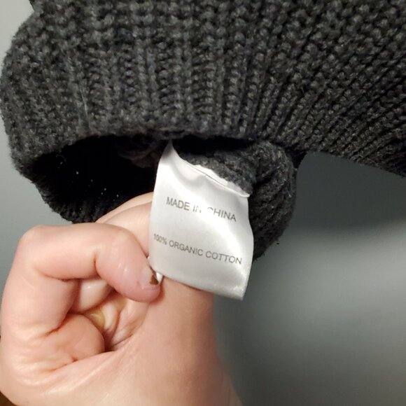 Quince 100% Organic Cotton Fisherman Crew Sweater Charcoal Medium - Picture 6 of 6